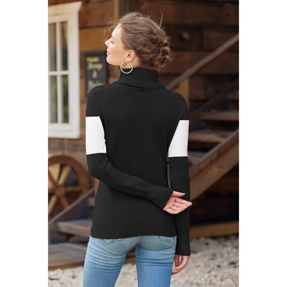 Womens Color Block Turtleneck Ski Sweater Knitwear Small - Picture 2 of 6